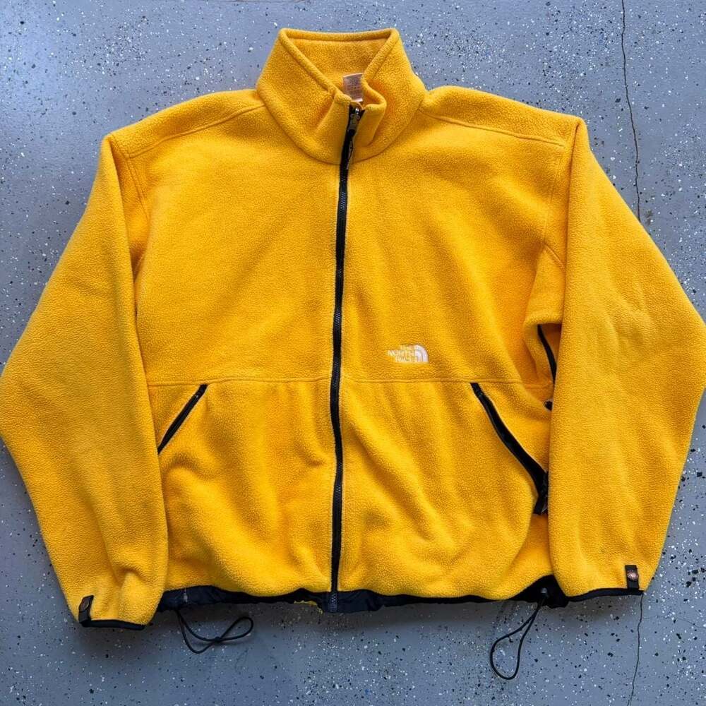 Vintage The North Face Yellow Full Zip Fleece Jacket, Men's XL